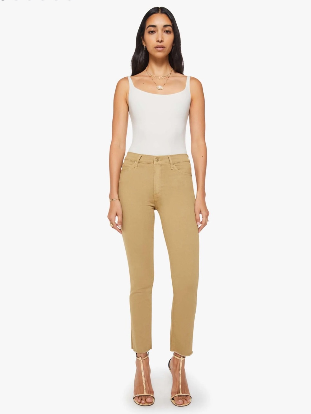MOTHER The Mid Rise Dazzler Ankle Fray Jeans In Prairie Sand Size 28 Like New!